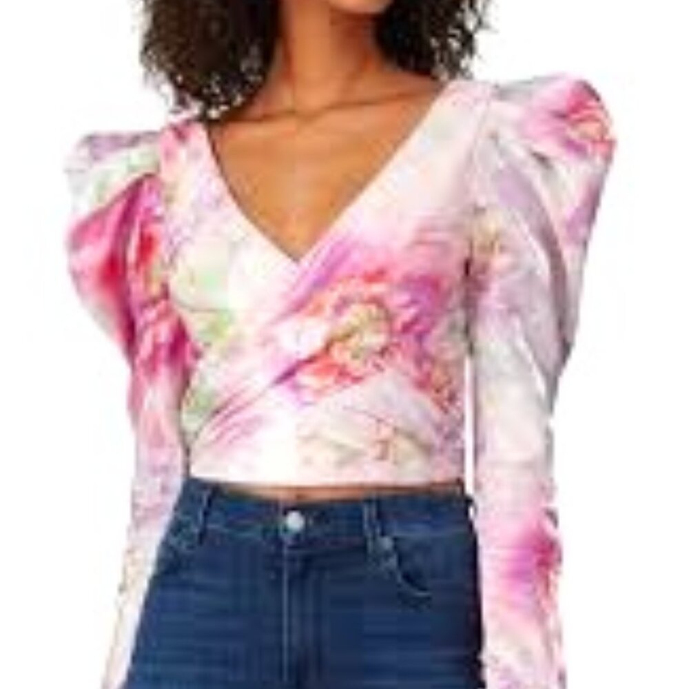 flor et.al - Proserpine Floral Puff Sleeve Wrap Top